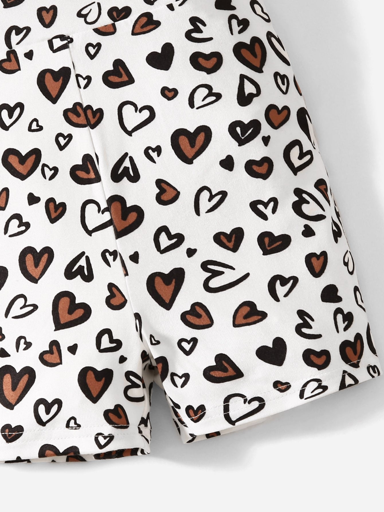 Baby Girl One Shoulder Heart Pattern Romper, Comfortable, Cute And Sweet, Suitable For Summer