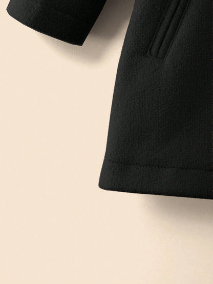 Baby Girl Warm Cute Versatile Lapel Mid-Length Coat, Autumn/Winter