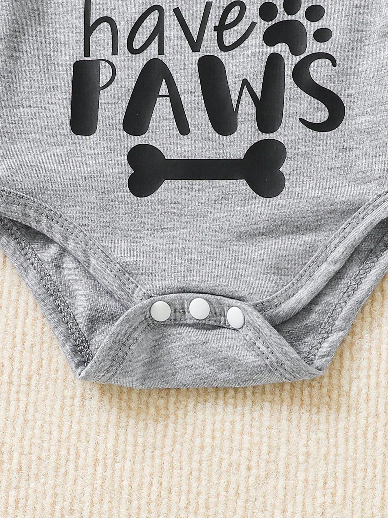 Baby Infants Grey Short Sleeve Bodysuit Soft Comfortable Knitwear Letter Print Crew Neck Romper Summer Casual Everyday Wear Family Matching Outfit