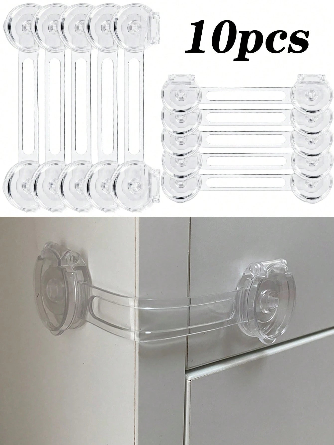 Baby Locks (4/6/10/14-Pack) Child Locks Cabinet Proofing- Quick And Easy Adhesive Cabinet Drawer Door Latches No Screws & Magnets Refrigerator Multi-Purpose For Furniture Kitchen Ovens Toilet Seats