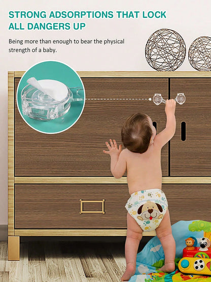 Baby Locks (4/6/10/14-Pack) Child Locks Cabinet Proofing- Quick And Easy Adhesive Cabinet Drawer Door Latches No Screws & Magnets Refrigerator Multi-Purpose For Furniture Kitchen Ovens Toilet Seats