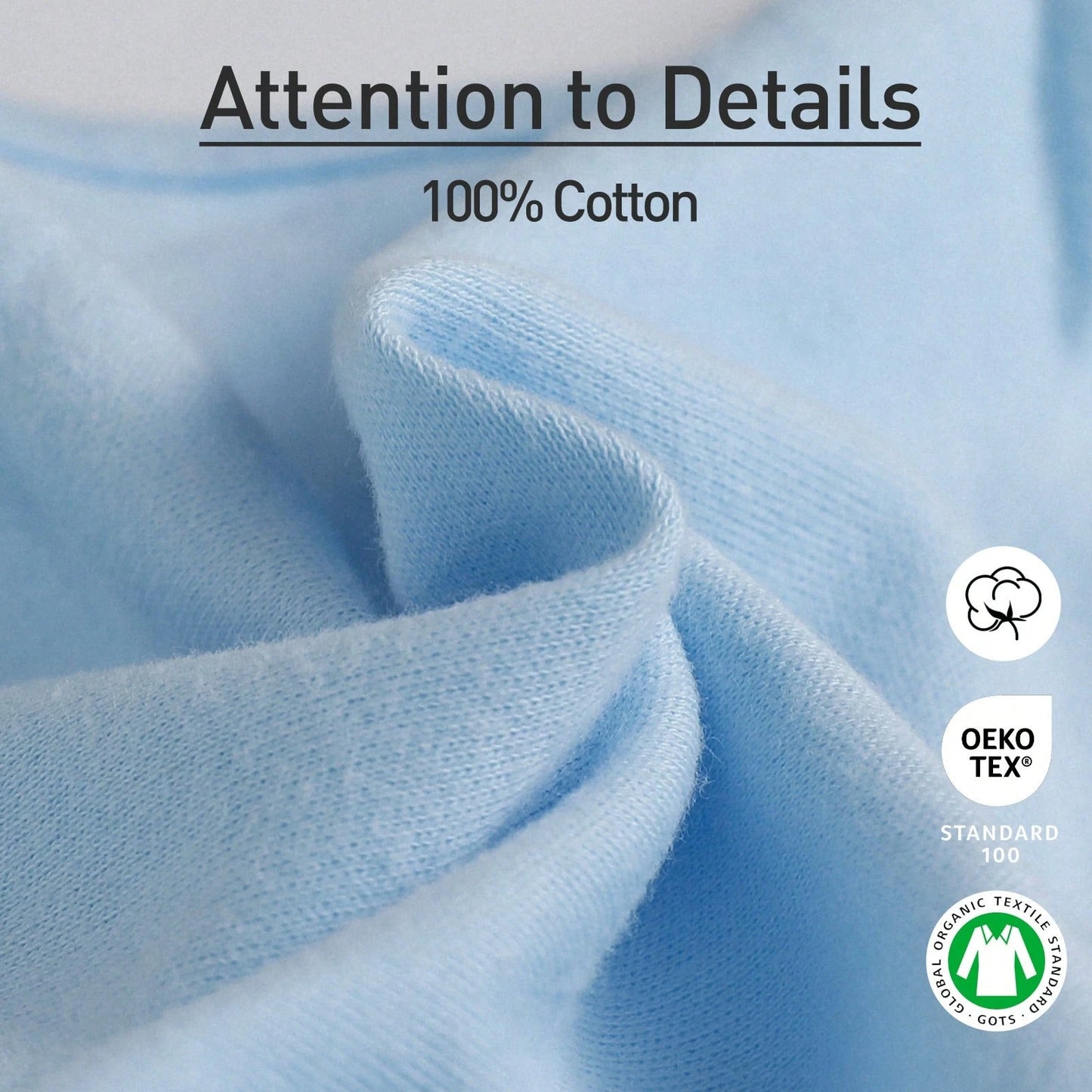 Baby Organic Cotton Swaddle 3-Pack For 0-3 Months Newborn Infant Boys Girls, Blue Elephants