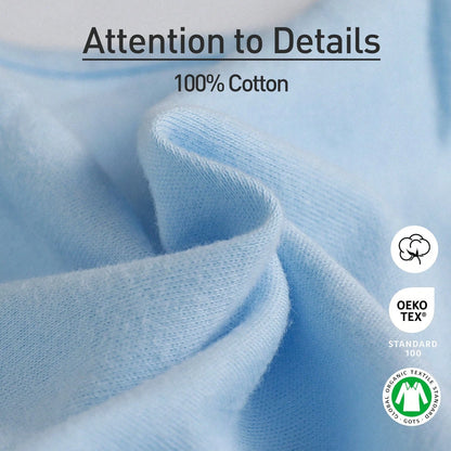 Baby Organic Cotton Swaddle 3-Pack For 0-3 Months Newborn Infant Boys Girls, Blue Elephants