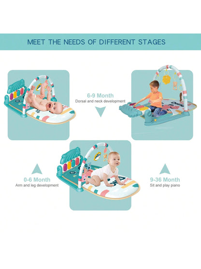 Baby Play Mat Baby Gym, Piano Tummy Time Baby Activity Gym Mat With 5 Infant Learning Sensory Baby Toys, Music And Lights Boy & Girl Gifts For Newborn