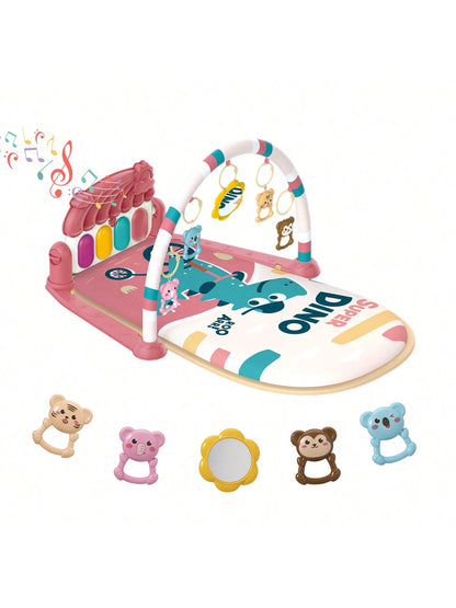 Baby Play Mat Baby Gym, Piano Tummy Time Baby Activity Gym Mat With 5 Infant Learning Sensory Baby Toys, Music And Lights Boy & Girl Gifts For Newborn