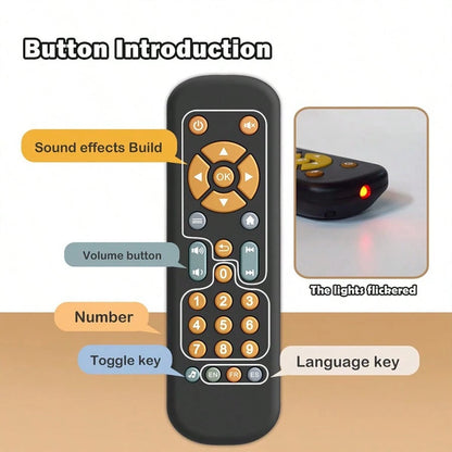Baby Remote Control Toy/ Sound & Light Music Game/ Suitable For Boys & Girls, Educational Toy/ 3 Language Modes: English, French, Spanish/ Baby Birthday Gift
