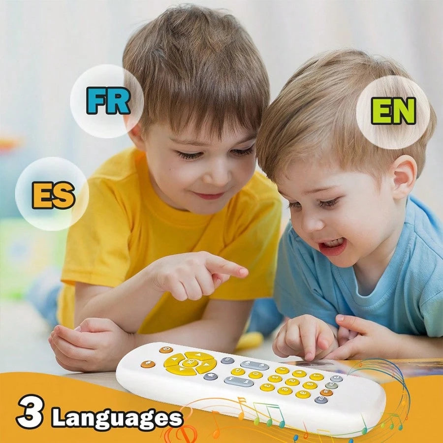 Baby Remote Control Toy/ Sound & Light Music Game/ Suitable For Boys & Girls, Educational Toy/ 3 Language Modes: English, French, Spanish/ Baby Birthday Gift