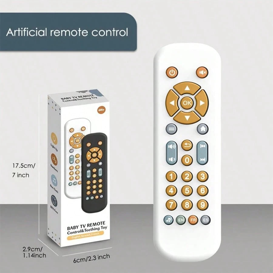 Baby Remote Control Toy/ Sound & Light Music Game/ Suitable For Boys & Girls, Educational Toy/ 3 Language Modes: English, French, Spanish/ Baby Birthday Gift