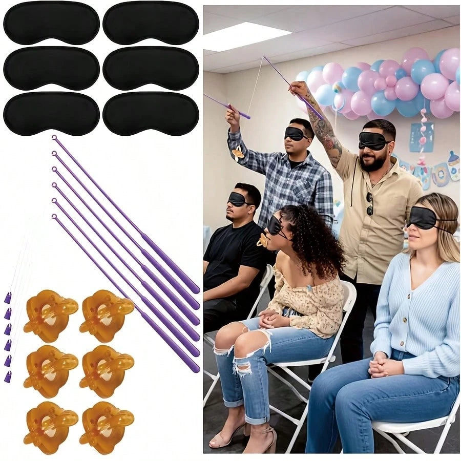 Baby Shower Party Game Set, Pacifier Fishing & Blindfolded Feeding Games, Suitable For Gender Reveal, Bridal Shower, Wedding Party Games