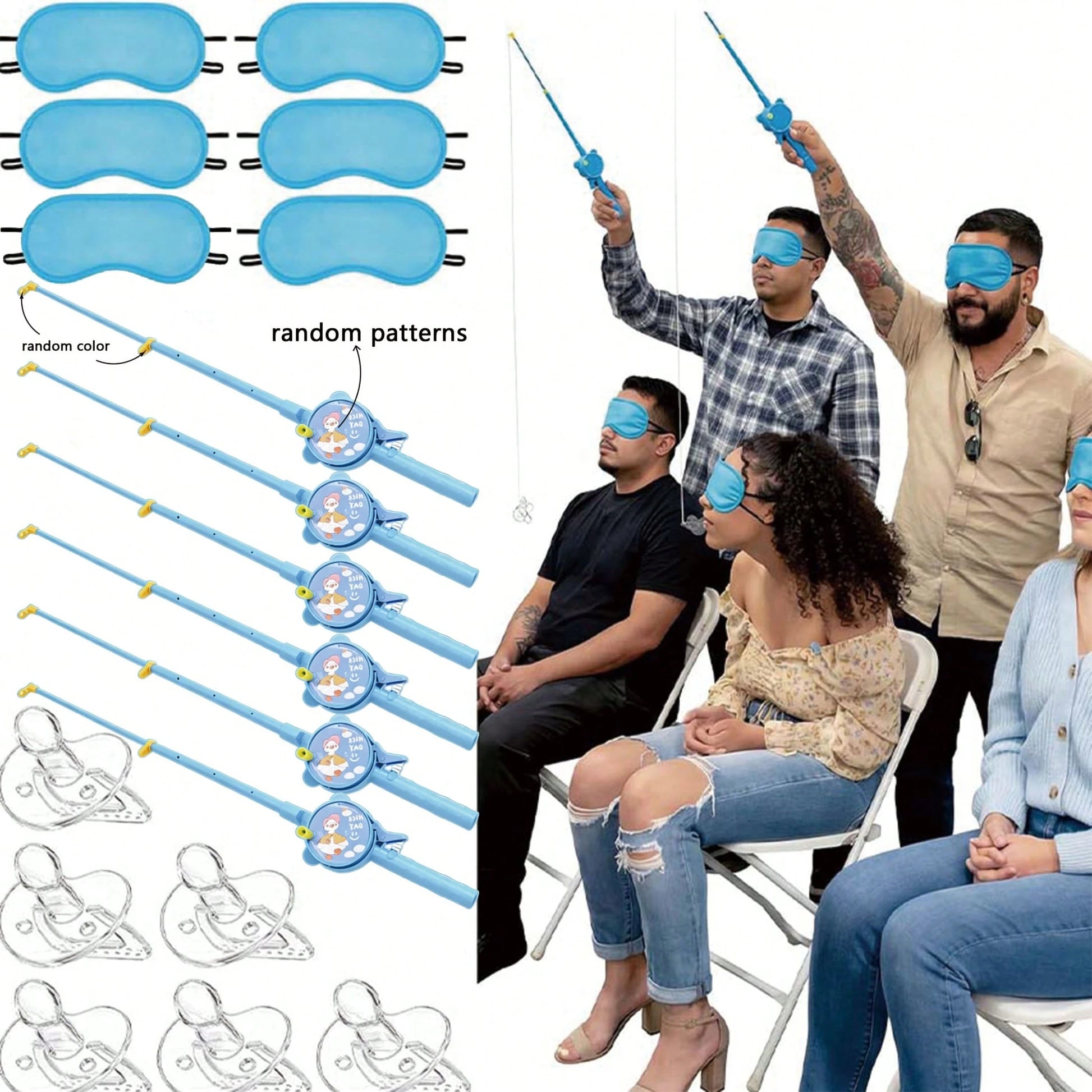 Baby Shower Party Game Set, Pacifier Fishing & Blindfolded Feeding Games, Suitable For Gender Reveal, Bridal Shower, Wedding Party Games