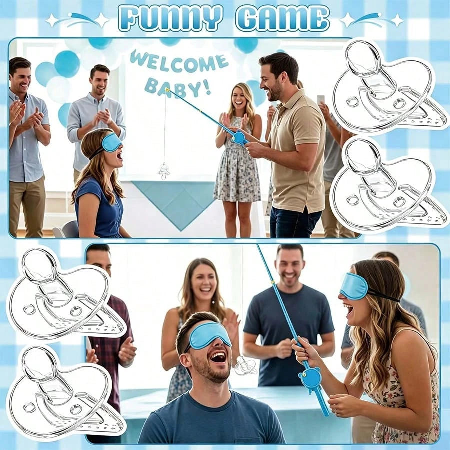 Baby Shower Party Game Set, Pacifier Fishing & Blindfolded Feeding Games, Suitable For Gender Reveal, Bridal Shower, Wedding Party Games