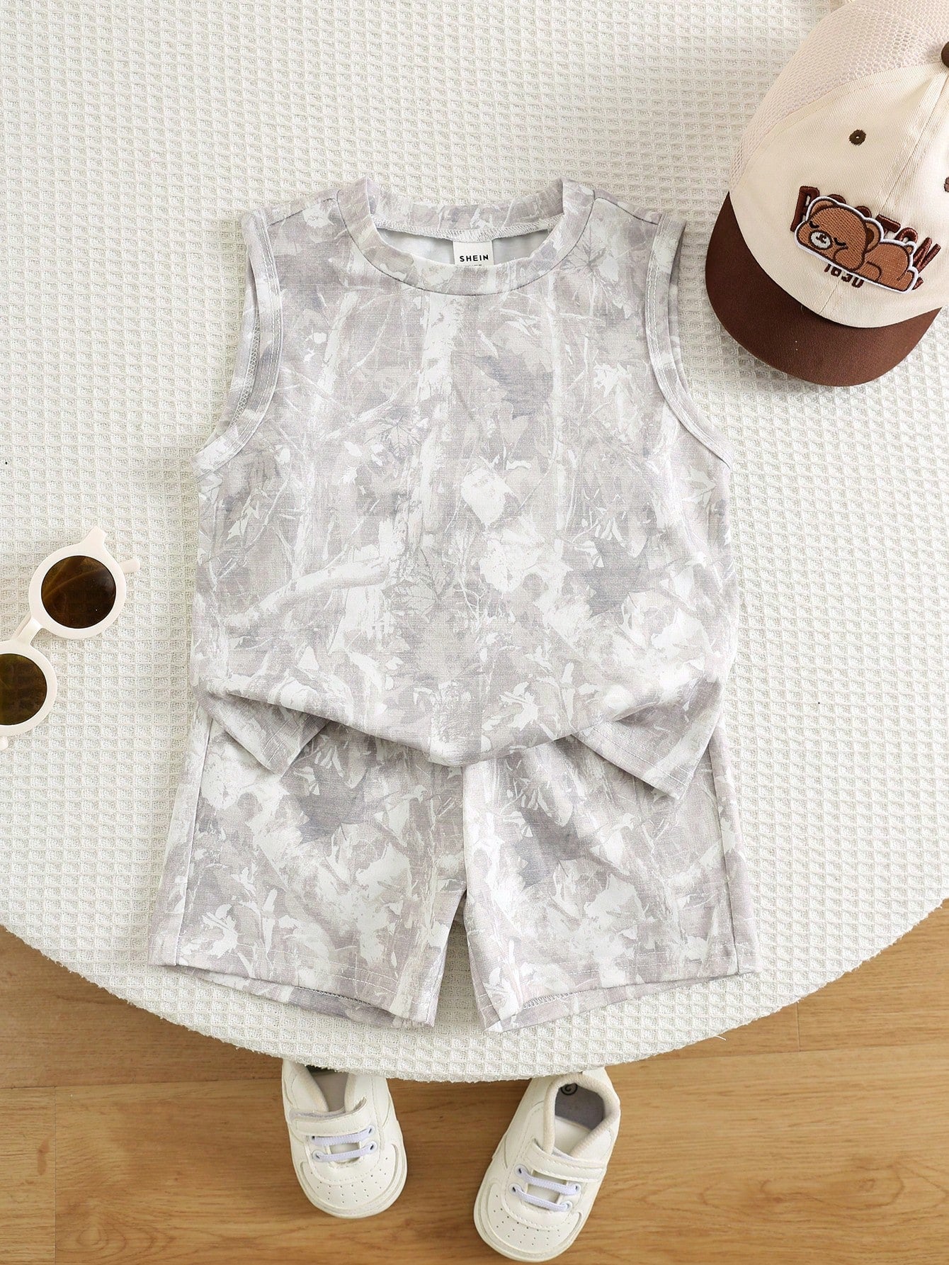 Babyboy Street Style Versatile Printed Pattern Loose Tank Top & Elastic Waist Shorts Set