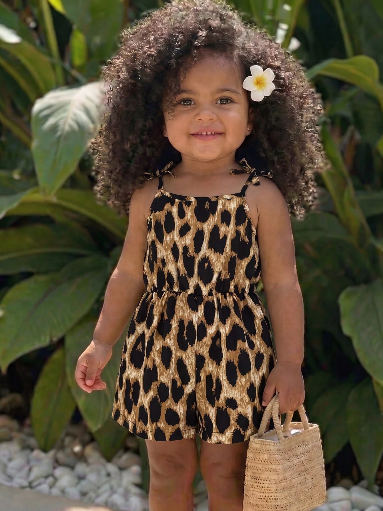 Babygirl Cute Floral Print Camisole Romper, Casual Vacation Style