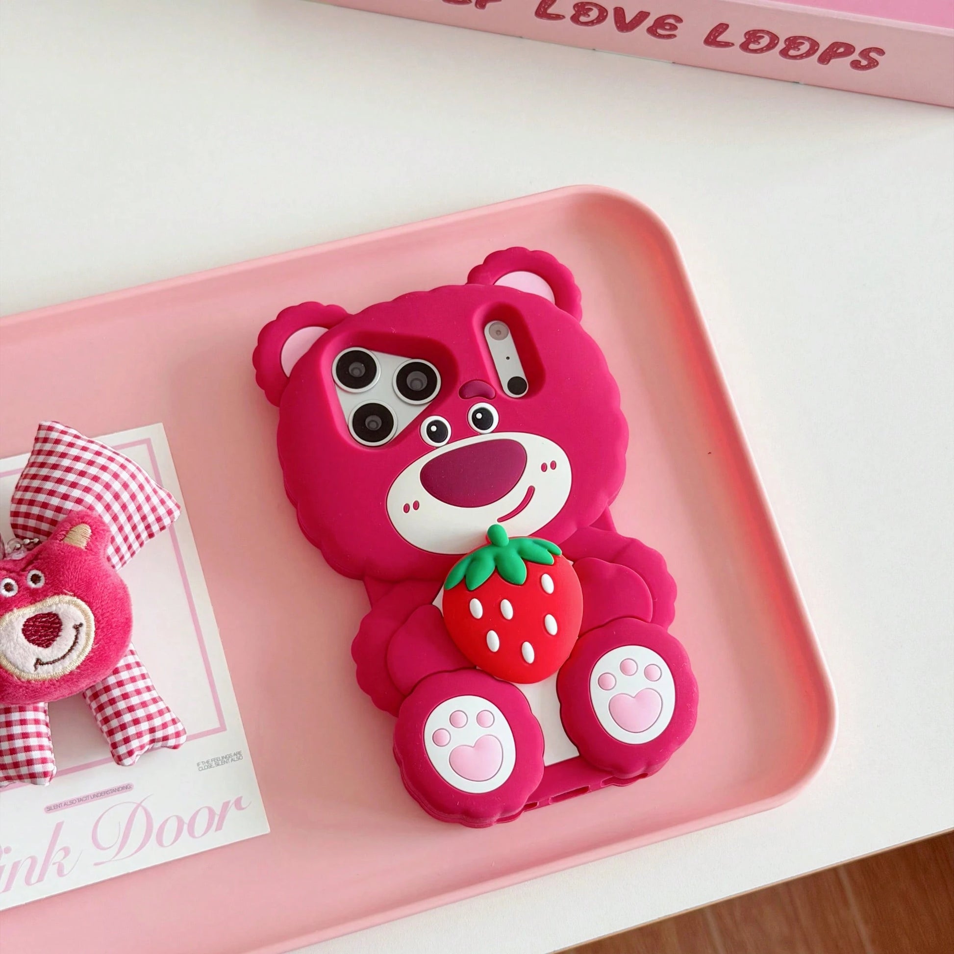 Back To School Season Disney IP Authorized Series 3D Silicone Phone Case, Cute Cartoon Style, Full Edge Anti-Drop, Rose Red Base Color With Girly Vibe, Great For Photos, Material With Soft Touch, Came