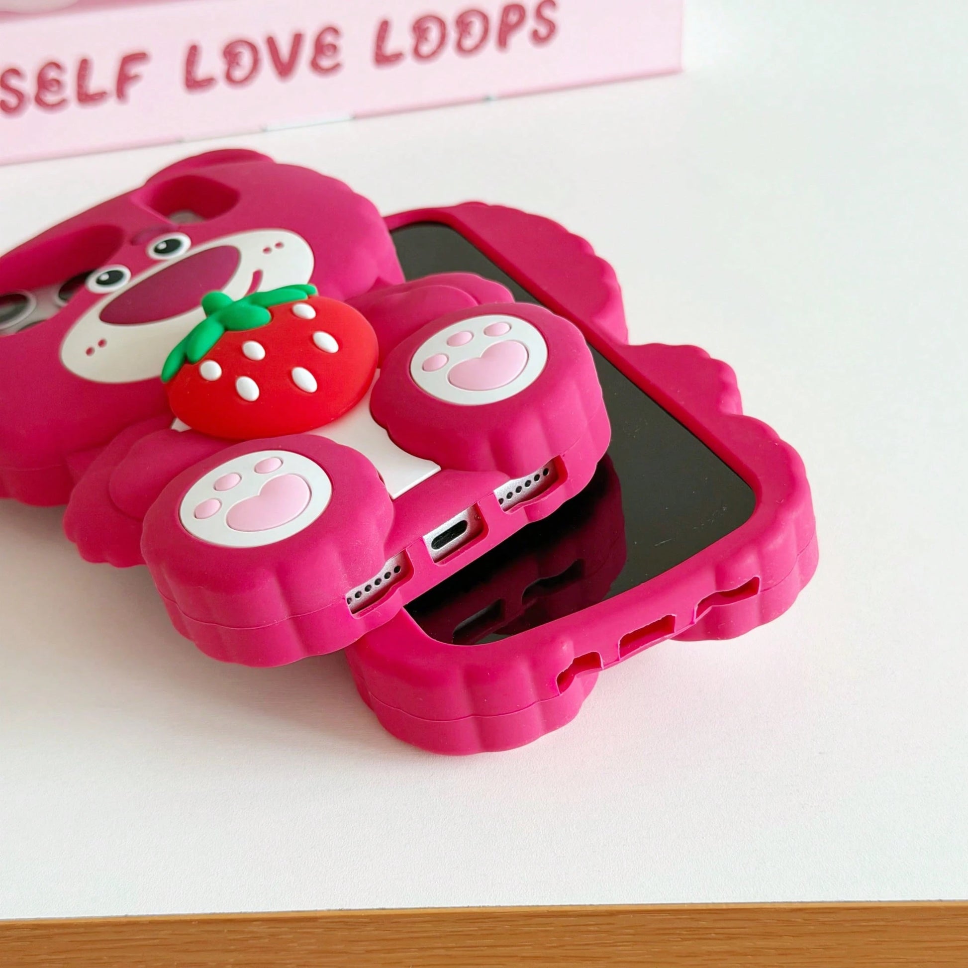 Back To School Season Disney IP Authorized Series 3D Silicone Phone Case, Cute Cartoon Style, Full Edge Anti-Drop, Rose Red Base Color With Girly Vibe, Great For Photos, Material With Soft Touch, Came