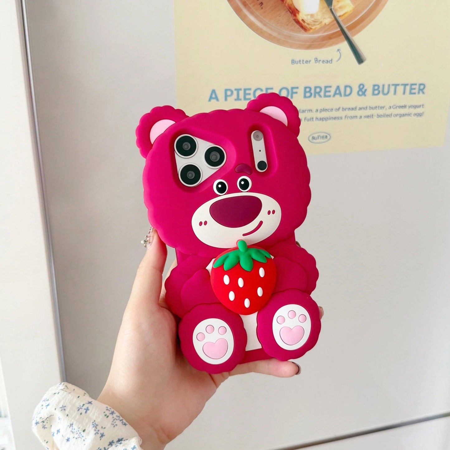 Back To School Season Disney IP Authorized Series 3D Silicone Phone Case, Cute Cartoon Style, Full Edge Anti-Drop, Rose Red Base Color With Girly Vibe, Great For Photos, Material With Soft Touch, Came