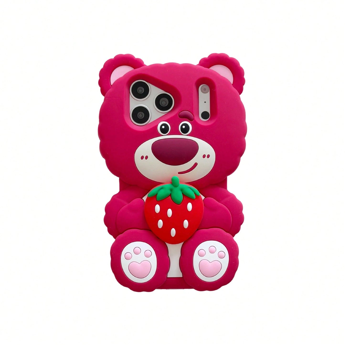 Back To School Season Disney IP Authorized Series 3D Silicone Phone Case, Cute Cartoon Style, Full Edge Anti-Drop, Rose Red Base Color With Girly Vibe, Great For Photos, Material With Soft Touch, Came