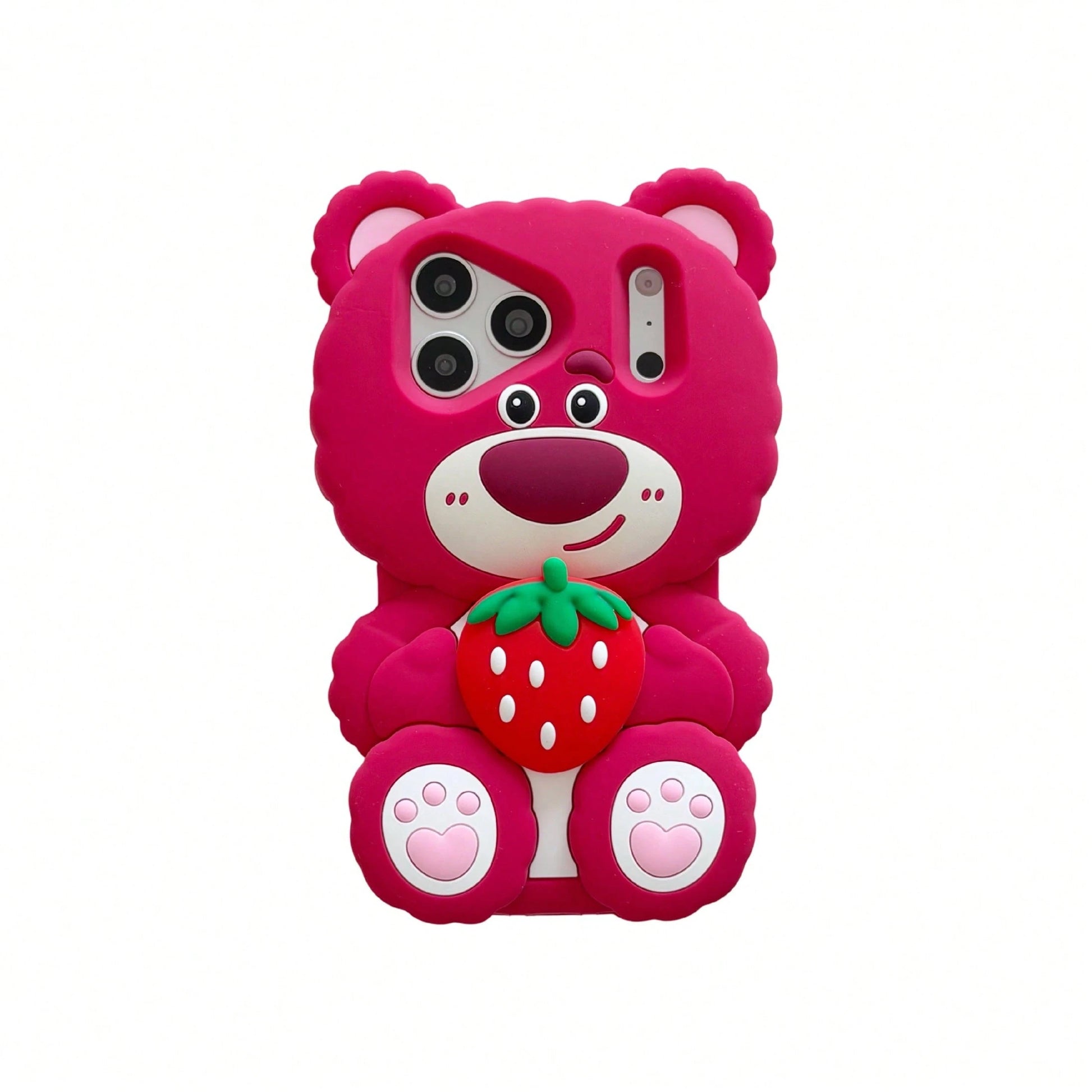 Back To School Season Disney IP Authorized Series 3D Silicone Phone Case, Cute Cartoon Style, Full Edge Anti-Drop, Rose Red Base Color With Girly Vibe, Great For Photos, Material With Soft Touch, Came