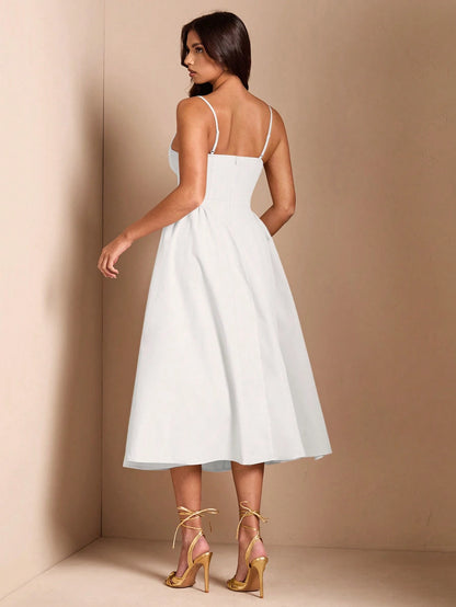 BAE Elegant Women Long Puff Tulle Dress, Suitable For Casual Date, Outing, Nightclub Party, Summer Dresses For Women,White Graduation Dress