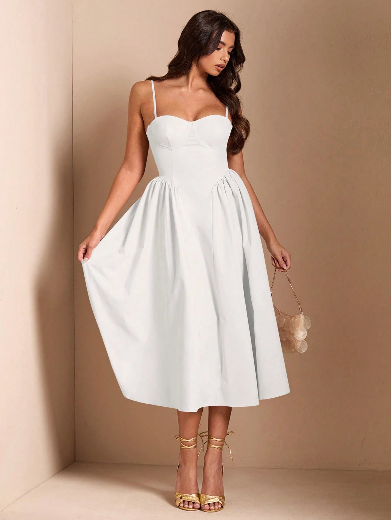 BAE Elegant Women Long Puff Tulle Dress, Suitable For Casual Date, Outing, Nightclub Party, Summer Dresses For Women,White Graduation Dress