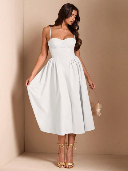 BAE Elegant Women Long Puff Tulle Dress, Suitable For Casual Date, Outing, Nightclub Party, Summer Dresses For Women,White Graduation Dress