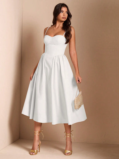 BAE Elegant Women Long Puff Tulle Dress, Suitable For Casual Date, Outing, Nightclub Party, Summer Dresses For Women,White Graduation Dress