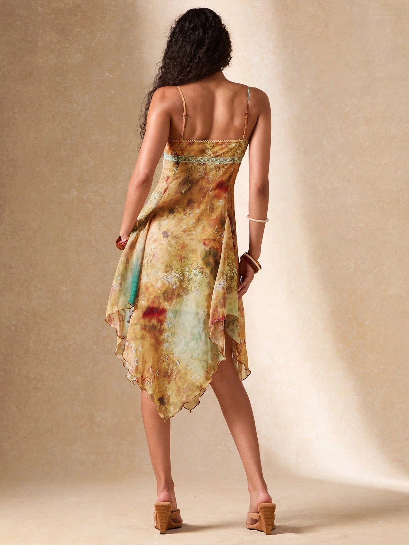 BAE Women's Asymmetric Ruffle Hem Leopard & Cashew Flower Floral Print Fitted Dress, Beach Holiday Printed Elegant Date Birthday Party Graceful