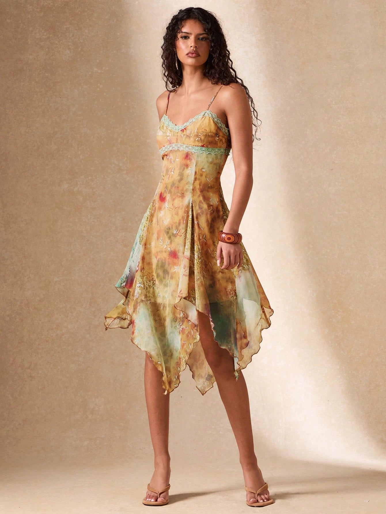 BAE Women's Asymmetric Ruffle Hem Leopard & Cashew Flower Floral Print Fitted Dress, Beach Holiday Printed Elegant Date Birthday Party Graceful