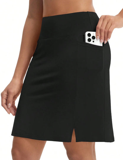 baleaf Women's 20" Knee Length Skorts With 4 Pockets Golf Skort For Women UPF50+ High Waisted Athletic Tennis Causal Skirt