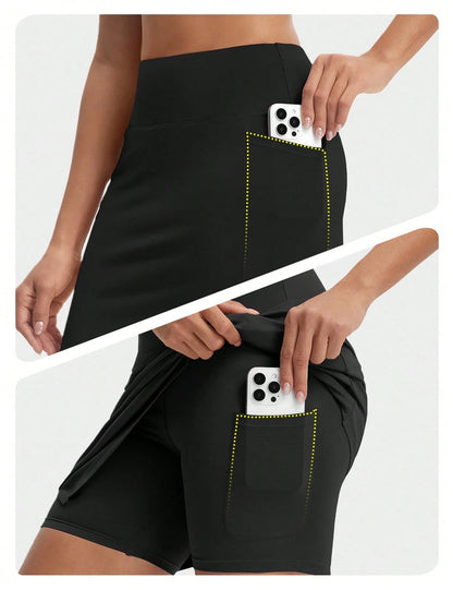 baleaf Women's 20" Knee Length Skorts With 4 Pockets Golf Skort For Women UPF50+ High Waisted Athletic Tennis Causal Skirt