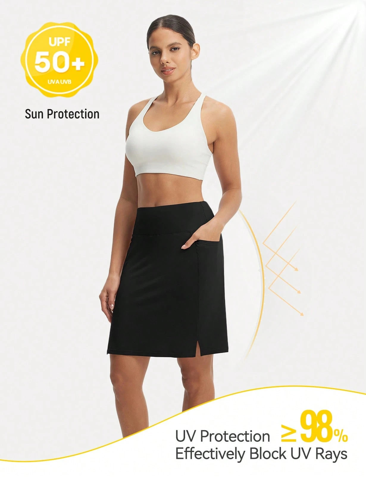 baleaf Women's 20" Knee Length Skorts With 4 Pockets Golf Skort For Women UPF50+ High Waisted Athletic Tennis Causal Skirt