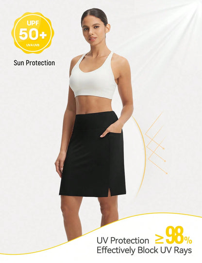 baleaf Women's 20" Knee Length Skorts With 4 Pockets Golf Skort For Women UPF50+ High Waisted Athletic Tennis Causal Skirt