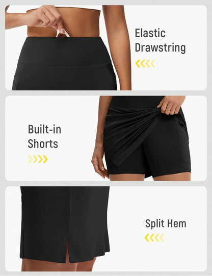 baleaf Women's 20" Knee Length Skorts With 4 Pockets Golf Skort For Women UPF50+ High Waisted Athletic Tennis Causal Skirt
