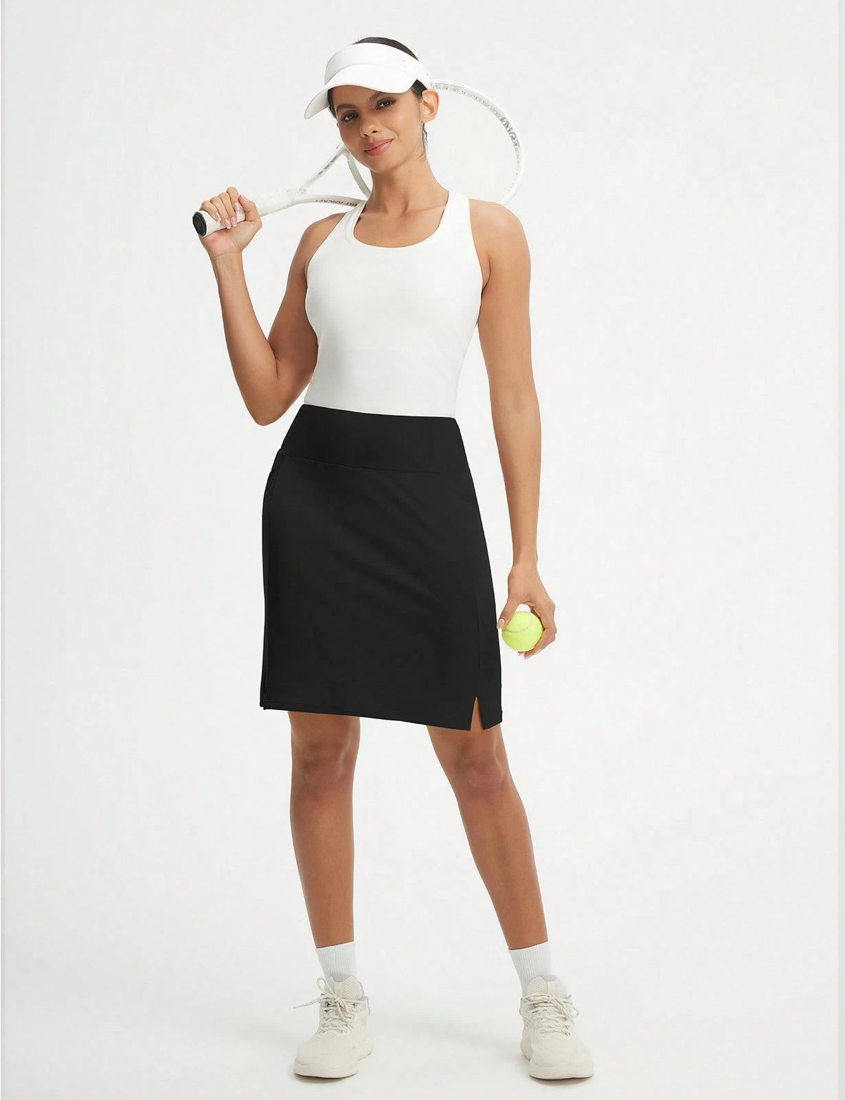 baleaf Women's 20" Knee Length Skorts With 4 Pockets Golf Skort For Women UPF50+ High Waisted Athletic Tennis Causal Skirt