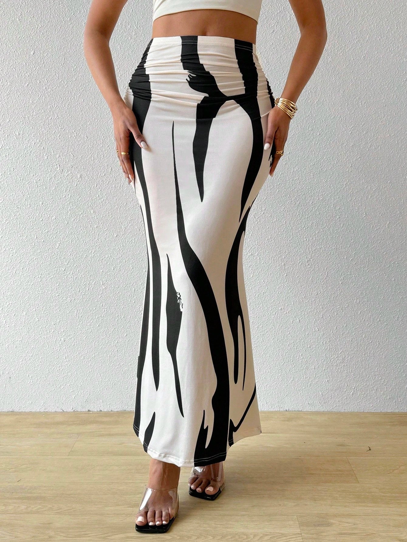 BamGleam Women's Printed Pleated Skirt Women Fall For Women