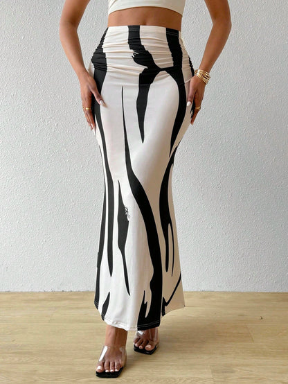 BamGleam Women's Printed Pleated Skirt Women Fall For Women