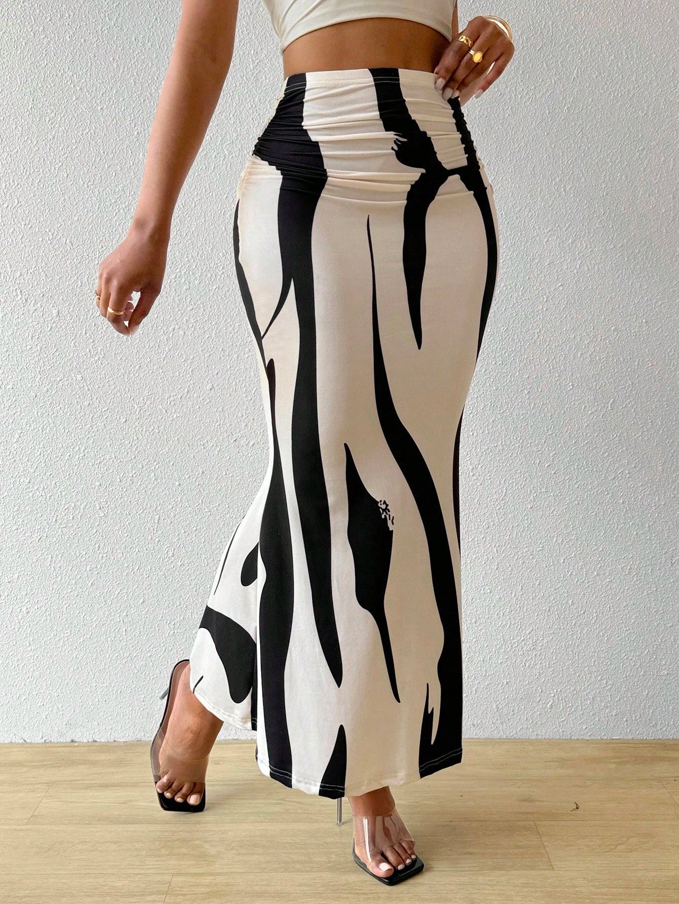 BamGleam Women's Printed Pleated Skirt Women Fall For Women