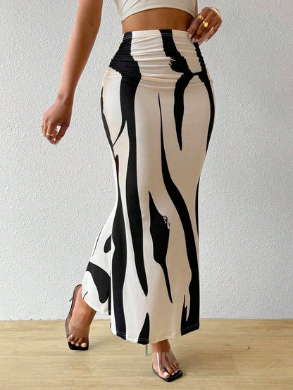 BamGleam Women's Printed Pleated Skirt Women Fall For Women