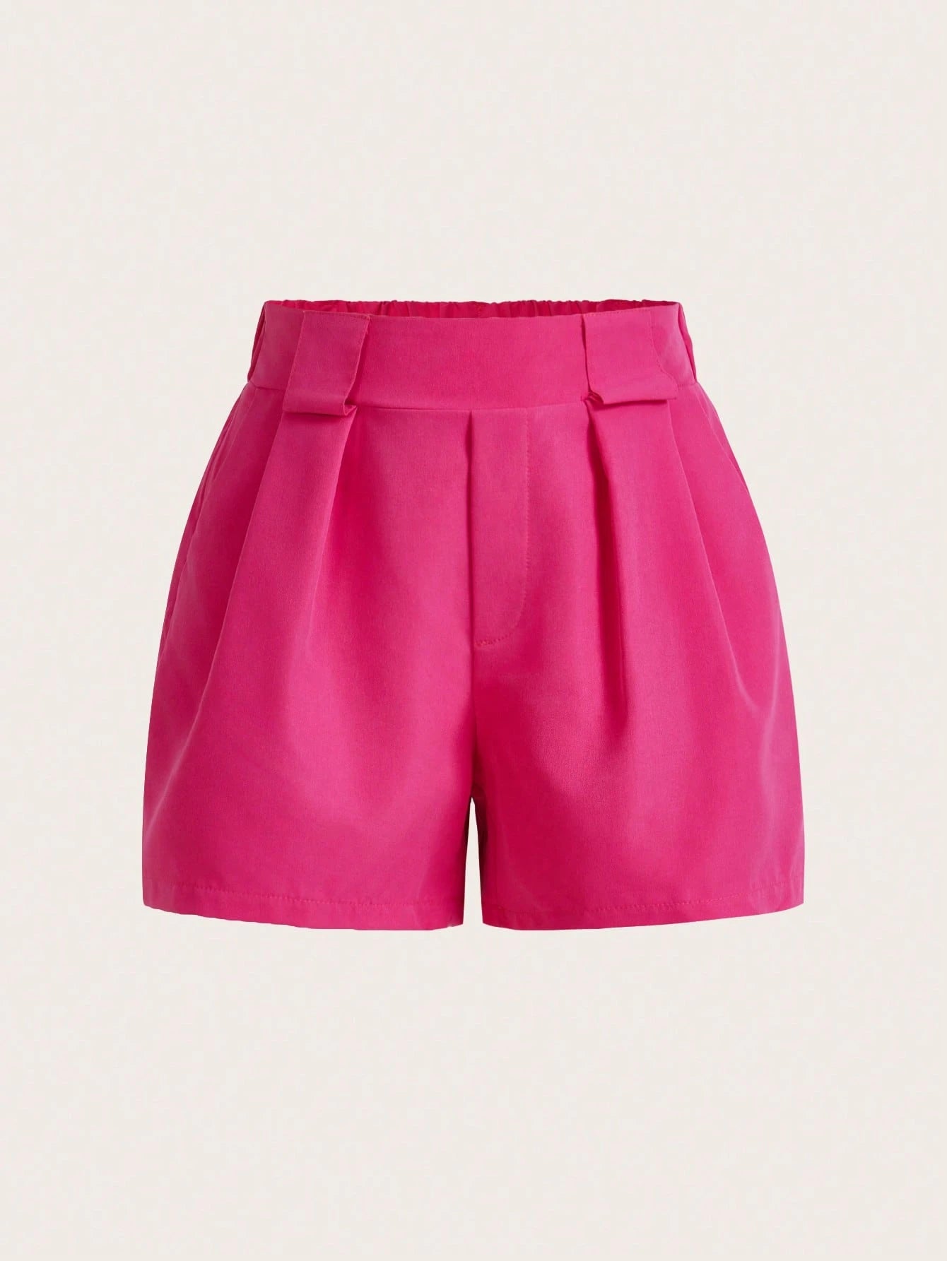 BamGleam Women's Solid Color Pleated Pocket Loose Casual Shorts