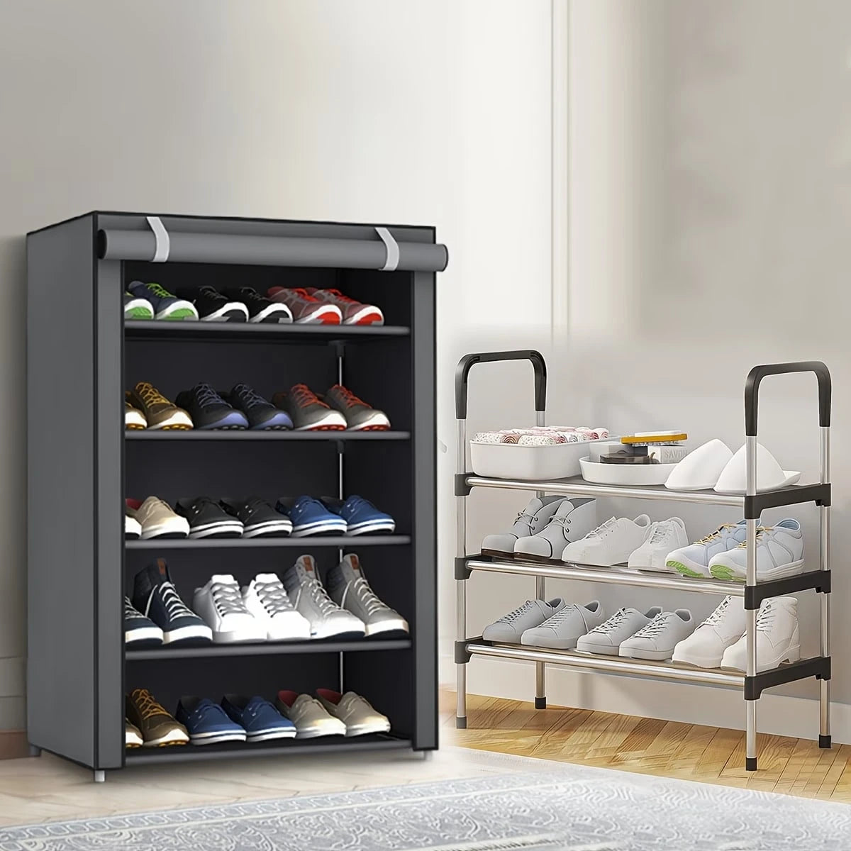 BANBERS A Six-Layer Non-Woven Fabric Shoe Rack With A Multi-Functional Design, In A Rectangular Shape, Dust-Proof And Breathable, Saving Space. Suitable For Home Organization, Boxes, Cabinets Or Shoe