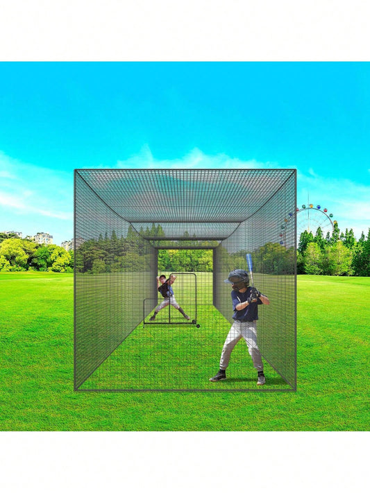 Baseball Batting Netting, Professional Softball Baseball Batting Hitting Training Net, Practice Portable Pitching Cage Net With Door & Carry Bag, Heavy Duty Enclosed PE Netting, 35FT (NET ONLY)