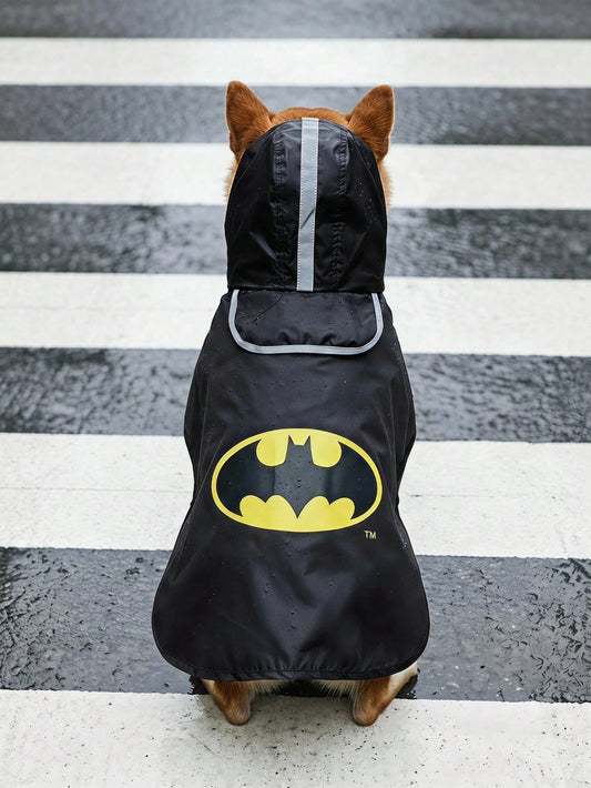 Batman X PETSIN Collaboration Waterproof Printed Pet Dog Raincoat For Small, Medium & Large Dogs, Full Body Coverage, Breathable Fabric, Comfortable & Flexible Fit, Cool Graphic Design, Universal Rain