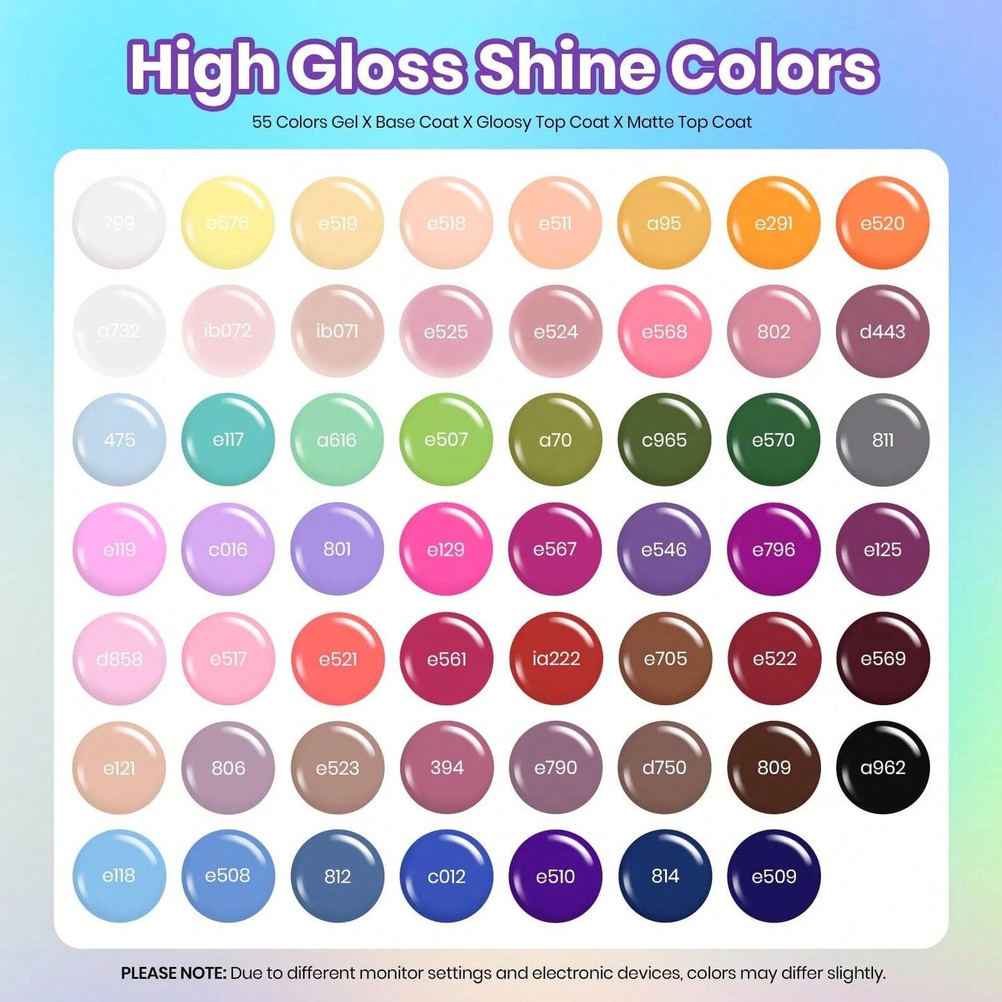 Beetles 55 Colors Spring Gel Nail Polish Set- Vibrant Holiday Kit With Base, Glossy & Matte Top Coat, UV LED Soak Off, Red Brown Pink Green Blue, Easter Gifts For Women