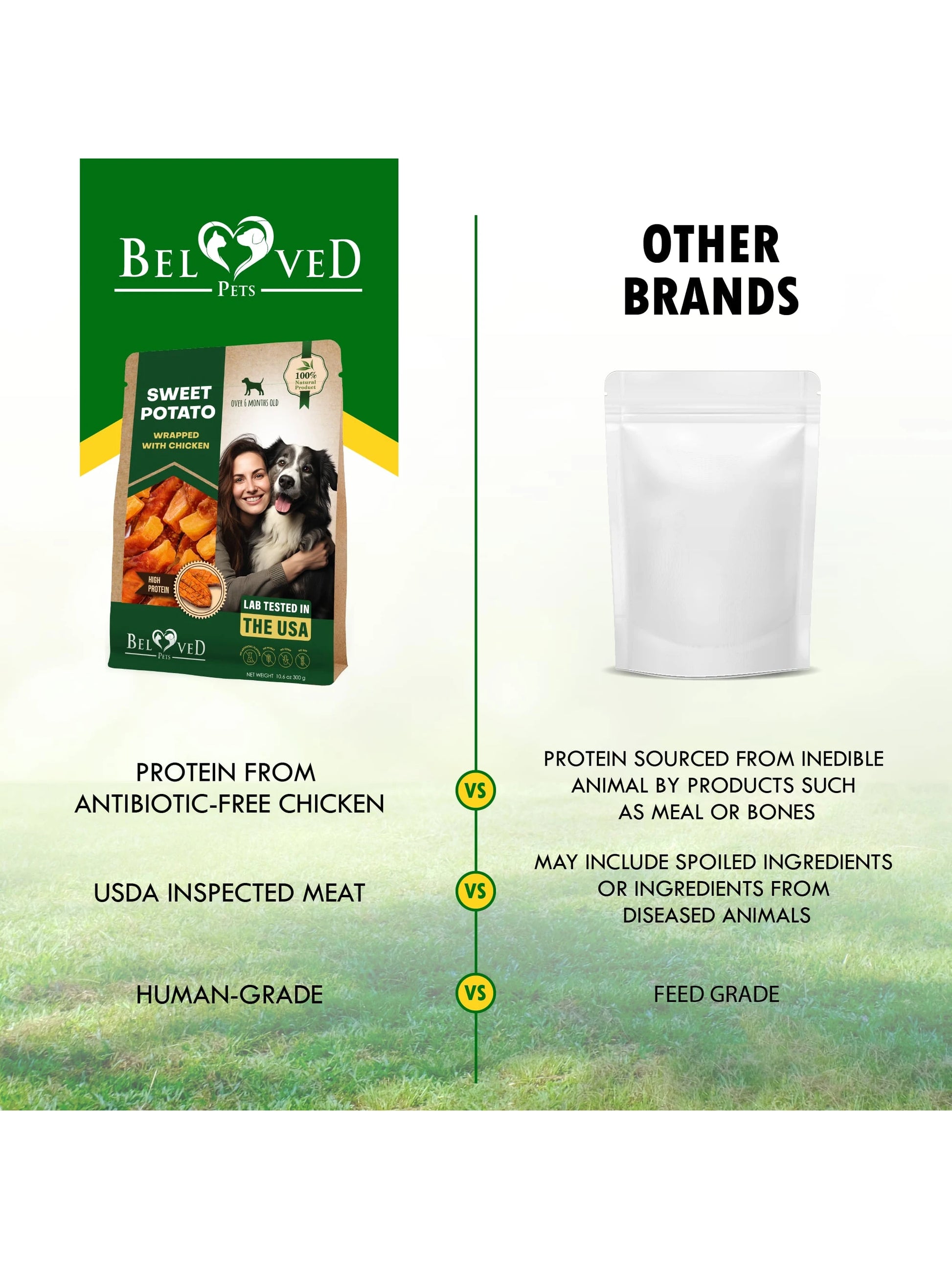 Beloved Pets Dog Sweet Potato Wrapped With Chicken & Pet Natural Chew Treats- Grain Free Meat & Human Grade Dried Snacks In Bulk- Best Twists For Training Small & Large Dogs (Sweet Potato)- Lab Tes