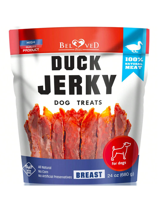 Beloved Pets Duck Jerky Dog Treats- Human Grade Pet Snacks & Grain Free Meat- Natural High Protein Dried Strips- Best Chews For Training Small & Large Dogs- Bulk Soft Pack- Lab Tested In The USA