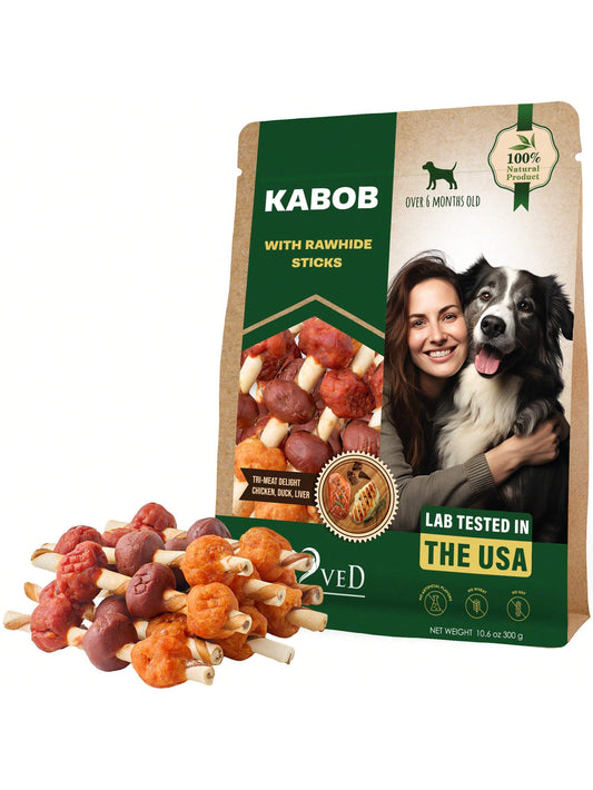 Beloved Pets Kabobs Dog Rawhide Treats With Duck & Chicken Human Grade Meat- Natural Dried Snacks- Grain Free Long Lasting Chews For Large & Small Dogs- Best Sticks For Training & Healthy Teeth- L