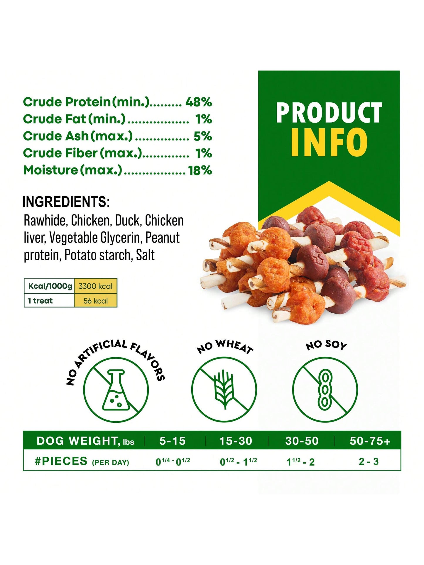 Beloved Pets Kabobs Dog Rawhide Treats With Duck & Chicken Human Grade Meat- Natural Dried Snacks- Grain Free Long Lasting Chews For Large & Small Dogs- Best Sticks For Training & Healthy Teeth- L