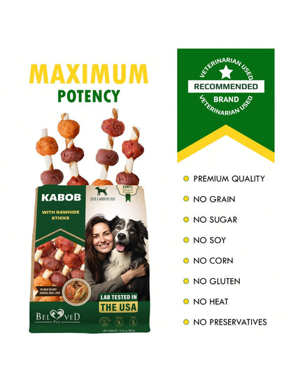 Beloved Pets Kabobs Dog Rawhide Treats With Duck & Chicken Human Grade Meat- Natural Dried Snacks- Grain Free Long Lasting Chews For Large & Small Dogs- Best Sticks For Training & Healthy Teeth- L