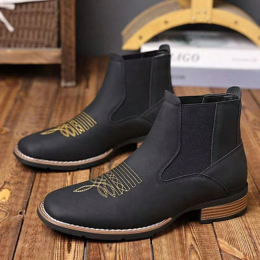 Best-Selling Chelsea Boots- Unisex Low-Cut Versatile Boots With Embroidery Western Side Zipper Embroidery Holiday