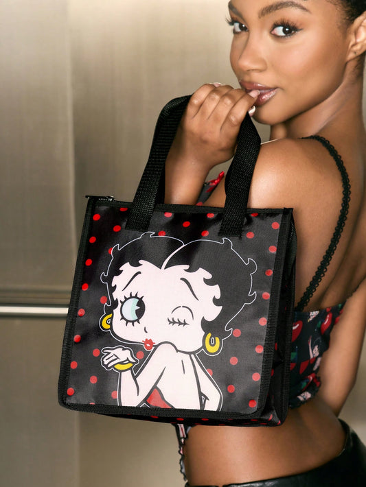 Betty Boop x 1 Patterned Printed Thermal Lunch Bag To Keep Food Warm Or Cold, Picnic Bag, Large Capacity, Can Hold Lunch Boxes And Drinks, Suitable For Picnics, Camping, Travel, Family Use, Suit